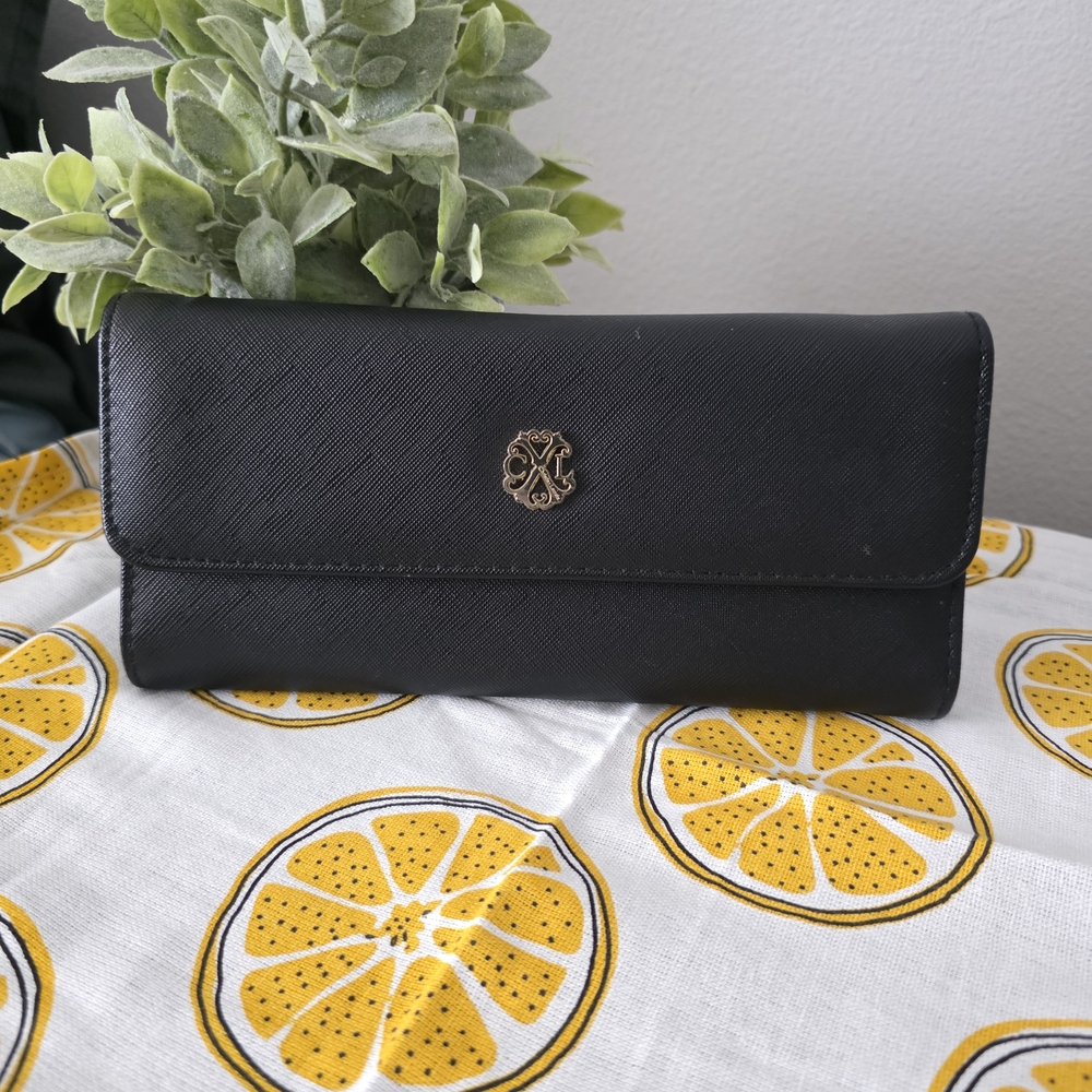 Christian Lacroix Tri-Fold Faux Leather Wallet - Black 
